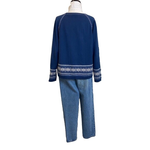 LizWear petite sweater Smoky Blue Size S Long sleeve Fairisle pattern - Picture 2 of 10